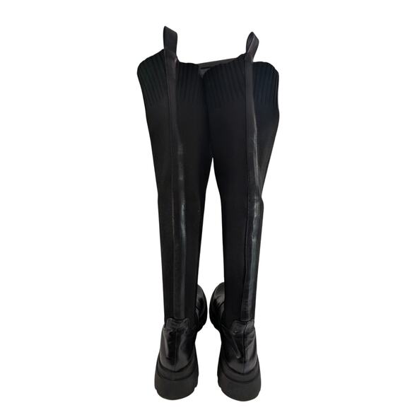 NWOT! NO DOUBT! BLACK VEGAN LEATHER & ELASTIC SKINTIGHT MILITARY BOOTS! SZ 10M - Picture 8 of 10